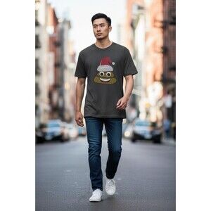 Delta Pro Weight Graphic Grey T-Shirt Santa Poop Emoji M Humorous Christmas